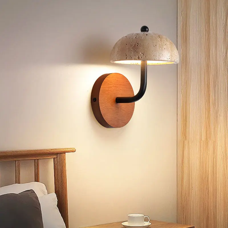 

Japanese Wabi Sabi Style Wall Lamp Light for Bedroom Homestays Bedside Walkways Corridor Aisle Indoor Lighting Yellow Travertine