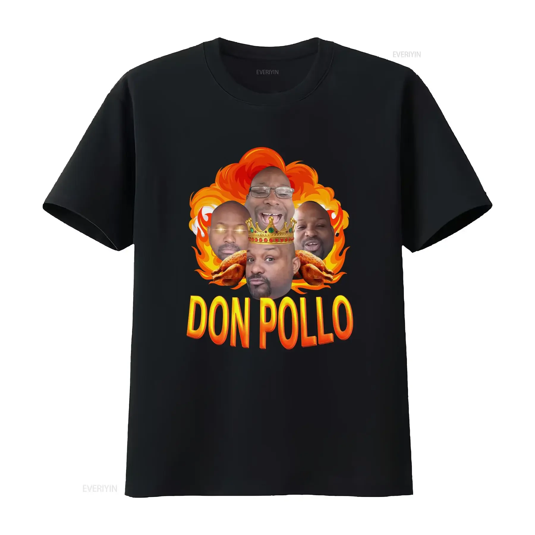 Camiseta Don Pollo con Meme Divertido Viral, Diseño Rey de Ohio Salsa Y Picante, Estilo Vintage Lavado, Transpirable, Versátil, Ligeramente Casual y Suave