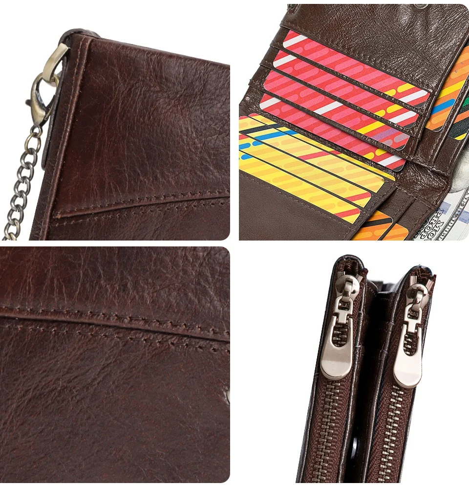 UKF Genuine Leather Men's Wallet Premium Product Real Cowhide Wallets For Man Short Black Wallet Portefeuille Homme Short Purses