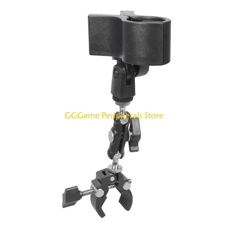 

U55B Stroller Fan Holder and Microphone Clip Adjustable Mount for Baby Carriages Outdoor Camping Featuring Secure Grip