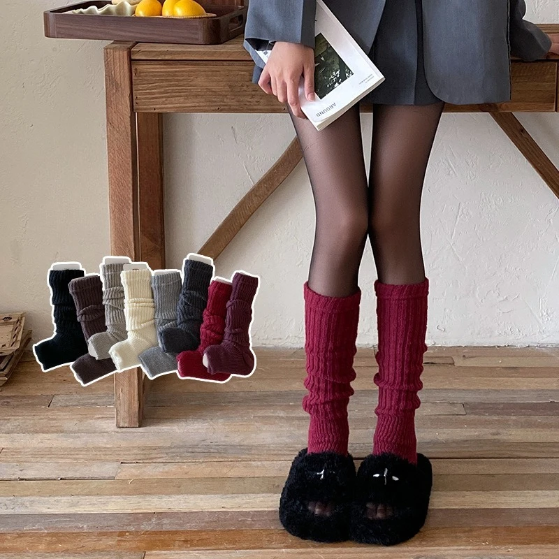 

Милые гетры в стиле Лолита Y2K JK для девочек, вязаные гетры для женщин и девочек, осенне-зимние утепленные носки, чулки с кучей