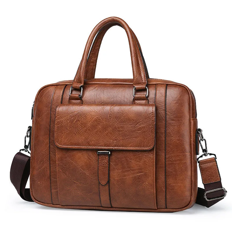 Imagem -05 - Maleta Masculina de Couro pu Bolsa de Mensageiro Vintage Bolsa Tiracolo Bolsa de Ombro para Laptop Bolsa Executiva Casual