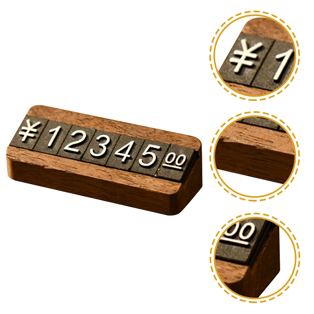 Digital Grain Price Board Pricing Tags Display Shelf Wood Cube Blocks Desktop Jewelry