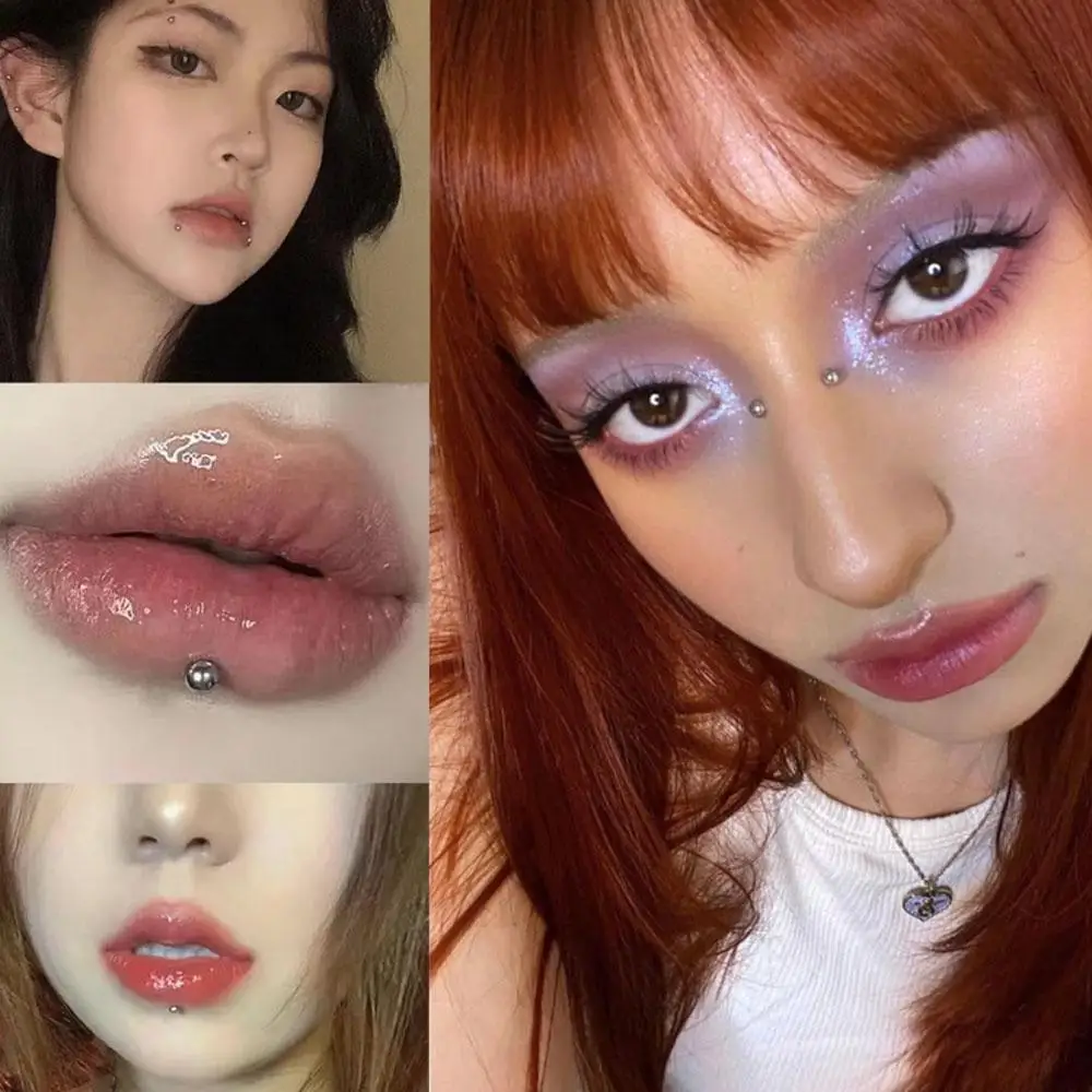 661Pcs Set Face Fake Piercings Fake Lip Ring Fake Nose Ring Eyebrow Piercing Fake Lip Piercing Self-Adhesive Face Sticker Balls view 6