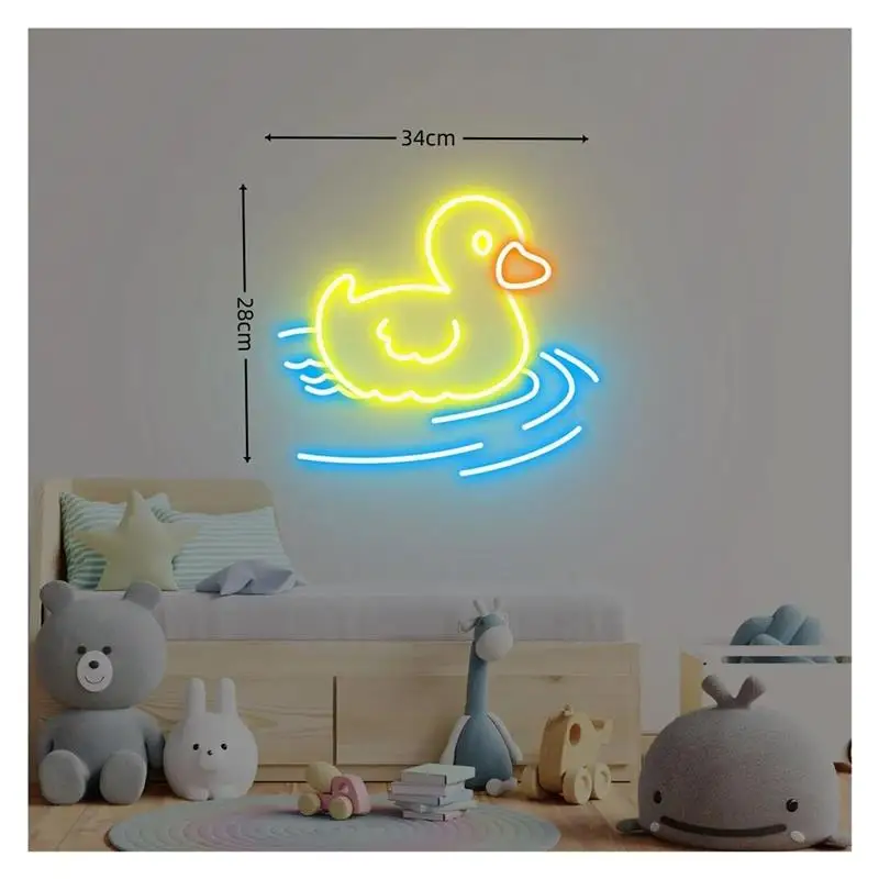Swimming Duck Neon Sign USB Powered Dimmable Cute Duck, For Bedroom Party Wall Art Decoration 28cm×34cm