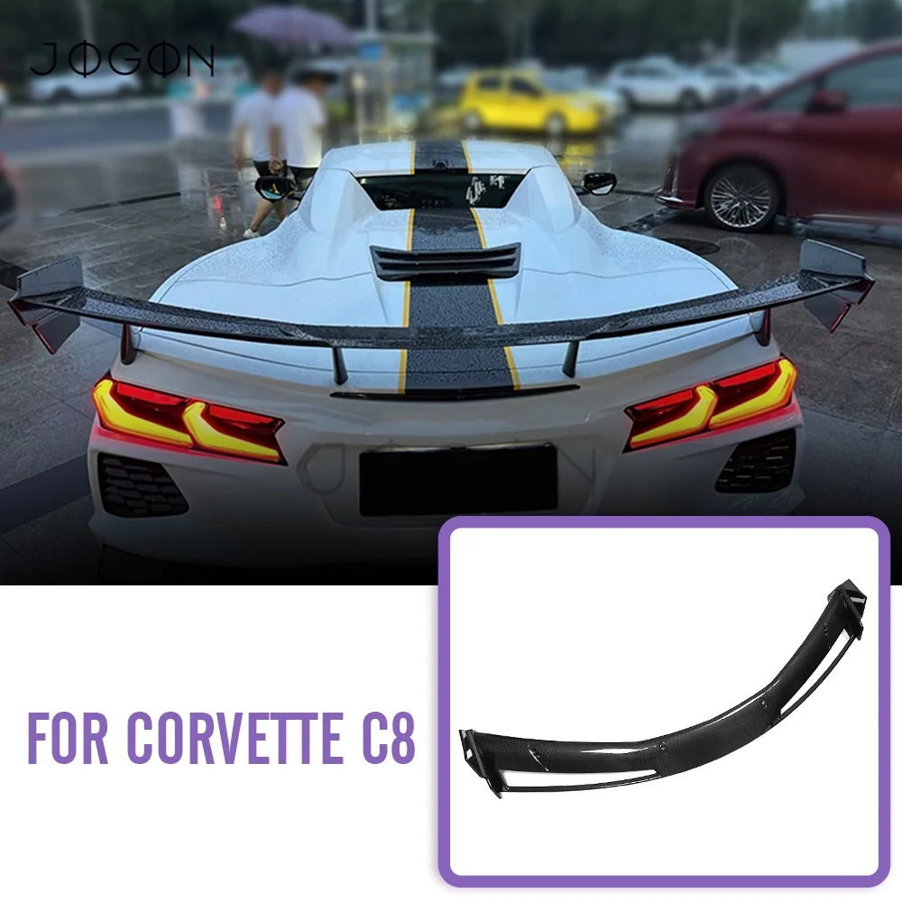 Real Carbon Fiber Rear Spoiler Wings Gurney Flap For Chevrolet Corvette C8 Stingray Coupe Convertible 2020-2025 Decoration