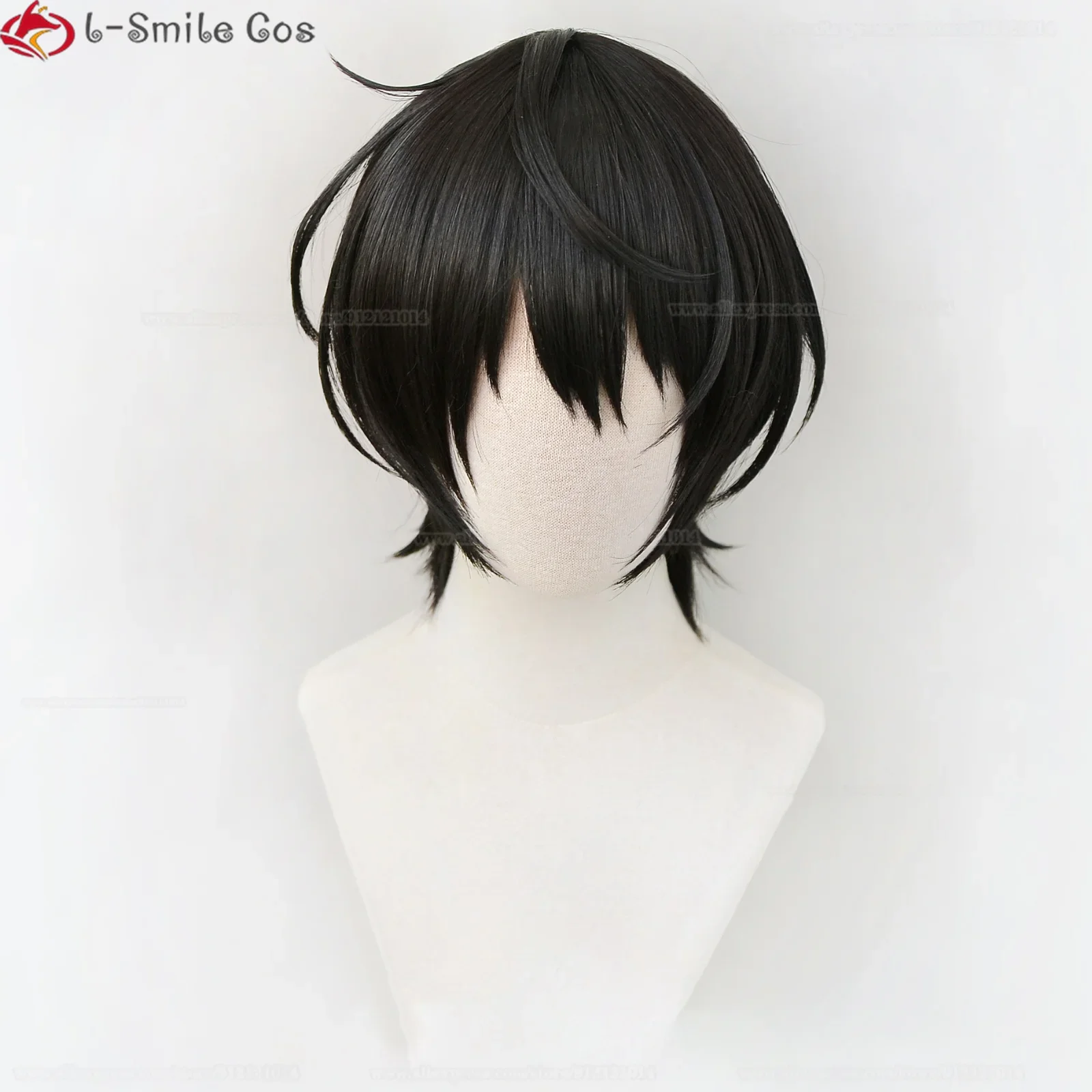 Game Sakuma Ritsu Cosplay Wig ES Sakuma Ritsu Wig Short Black Heat Resistant Hair Sakuma Rei Party Wigs + Wig Cap