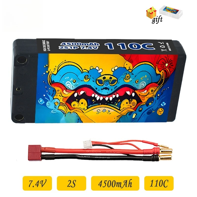 

4500mAh 2S 7.4V 110C 1/12 Racing Monster Truck Off-road Thin Hard Case Lithium Battery