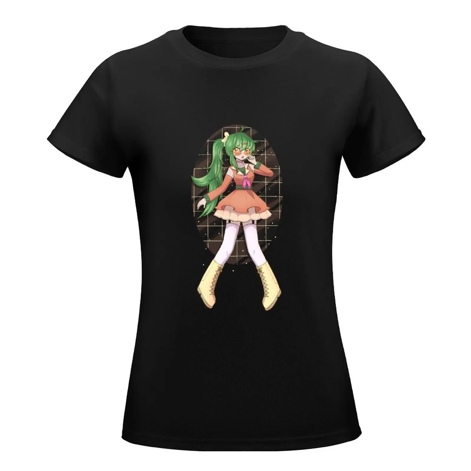 Green hair anime girl T-Shirt korean fashion Blouse t shirts for Women graphic