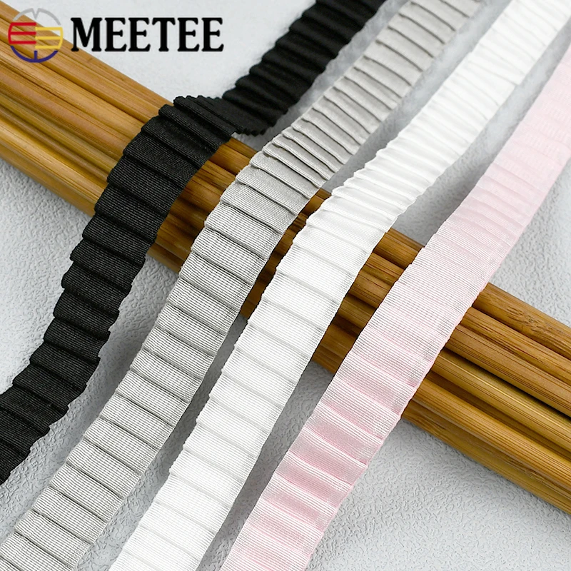 

5-20M 13mm Pleated Elastic Band for Sewing Rubber Ribbon Bra Shoulder Strap Underwear Decor Stretch Tape DIY Garment Accessories