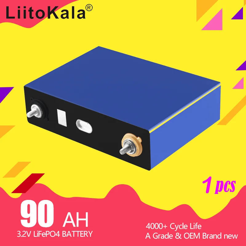 1 pz LiitoKala 3.2v 90Ah 105h LifePo4 batteria ad alto scarico per fai da te 12V 24V Inverter solare veicolo elettrico c oach golf cart