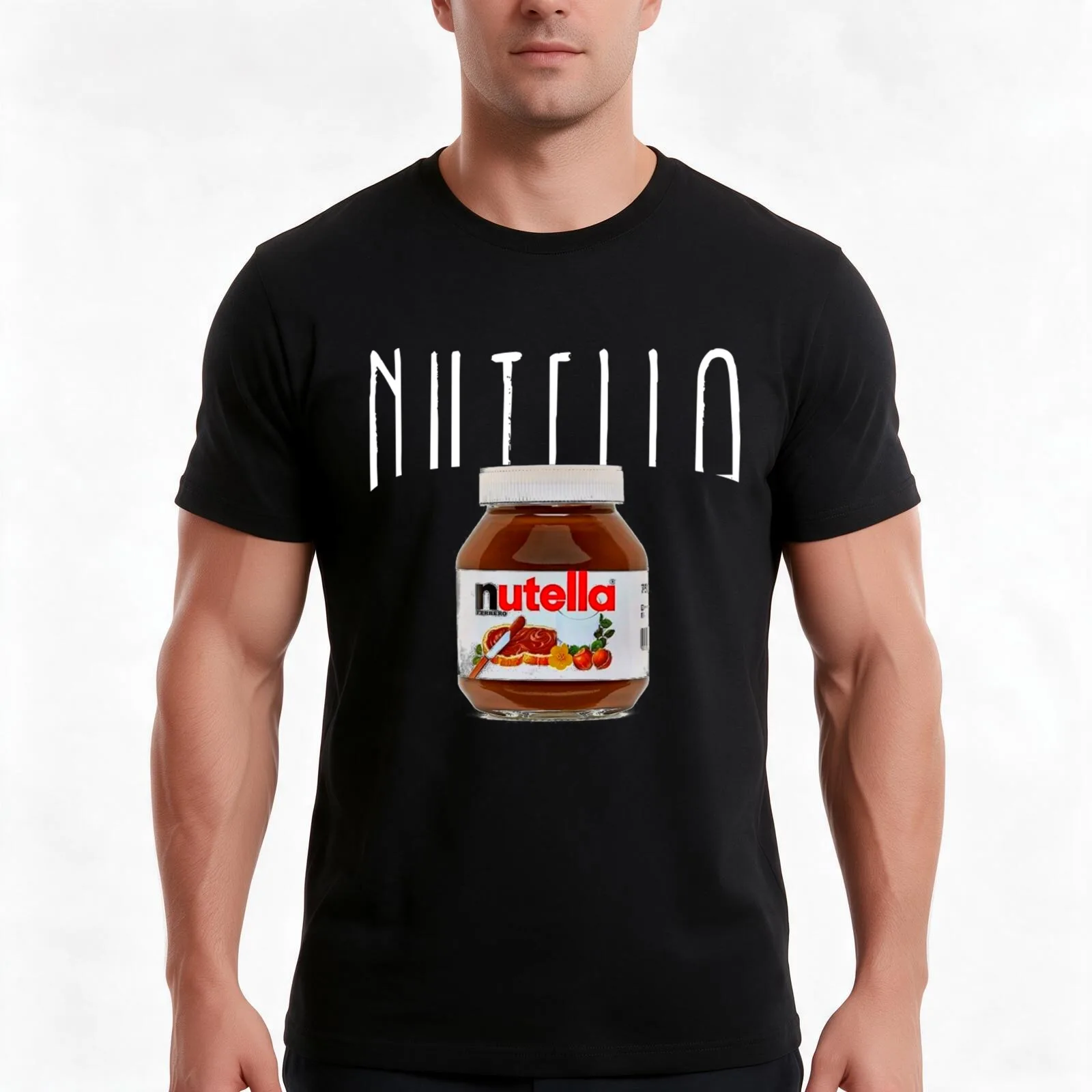 Nutella T-Shirt, Summer Casual Cotton Tee, Oversized Streetwear Tops, Vintage Graphic Print, Loose Fit Short Sleeve, 100% Cotton