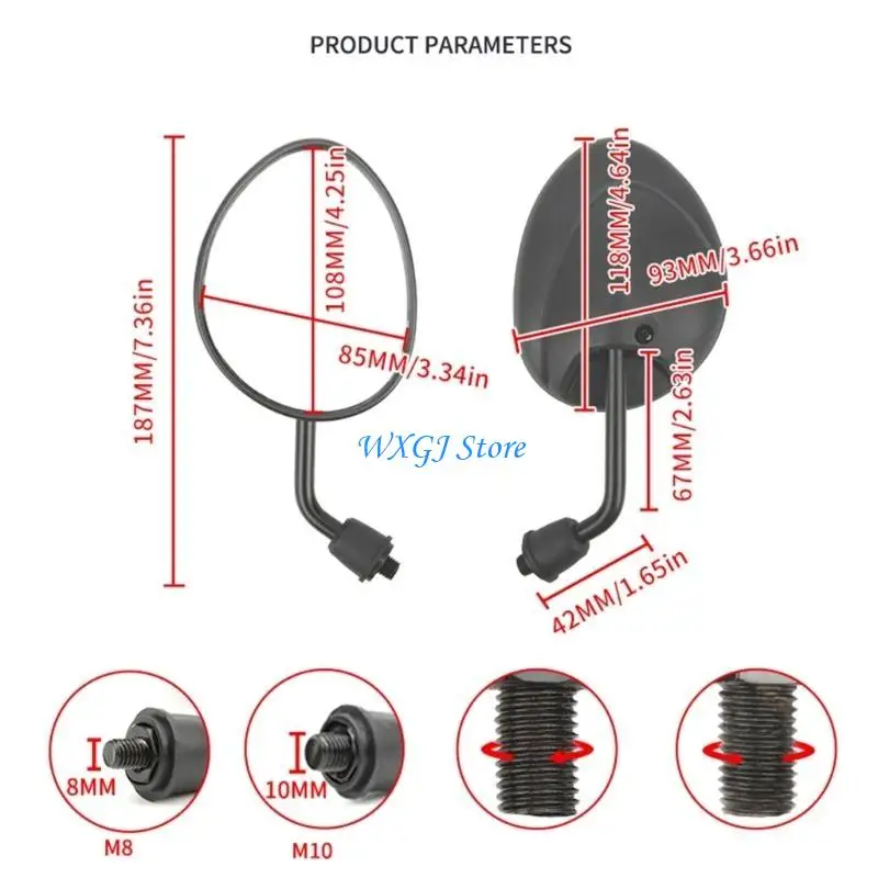 37JE 1 Pair Rearview Replacement Reversing for Motorcycle Dirt Pit Bike