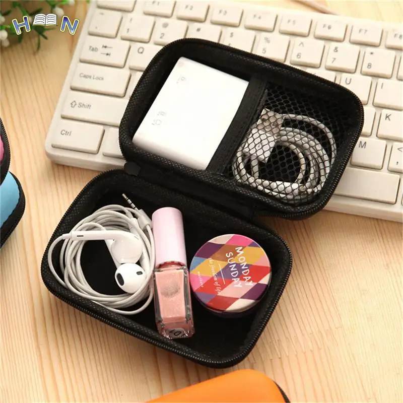 Hold Case Storage Case Mini  For Headphones Earphone Earbuds Carrying Hard Bag Box Case For Keys Coin Travel Earphone Acc black