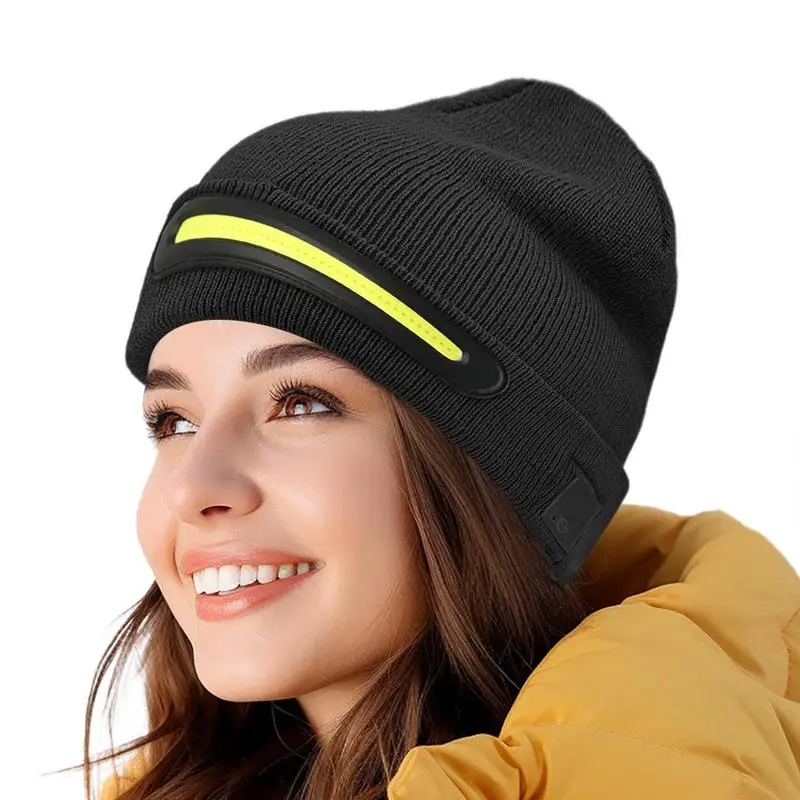 Outdoor Warm Hat With LED Light Winter Beanies Hat Winter Hat USB Rechargeable Super Bright Warm Knitted Hat man woman