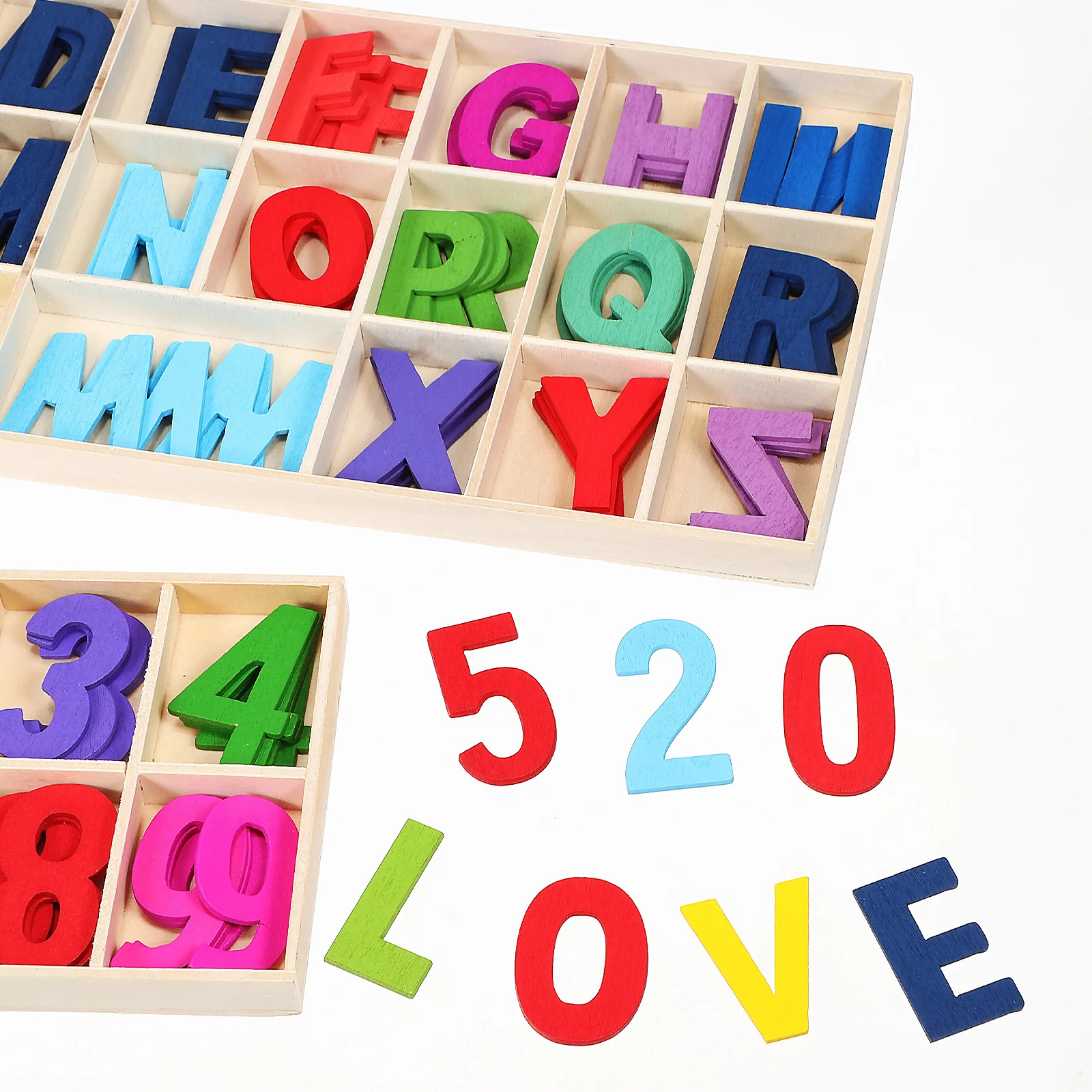 1 ensemble de lettres et chiffres en bois, Puzzle d'orthographe colorée pour enfants, blocs Alphabet d'éducation précoce, activités préscolaires, Alphabet en bois
