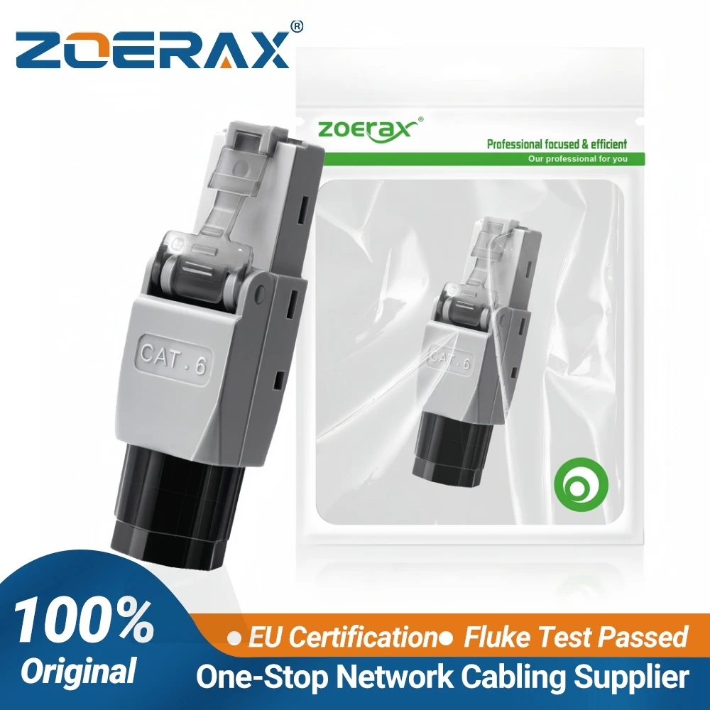 ZoeRax RJ45 Connector Tool-Free, CAT6 Field Termination Plug, Gold Plated Modular Plug, UTP CAT6 Connector Toolless