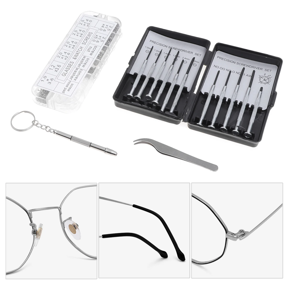 

Glasses Repair Kit Spectacle Tools Sunglasses Small Screws Categorized Storage Multi Purpose Watches Cell Phone Accessories