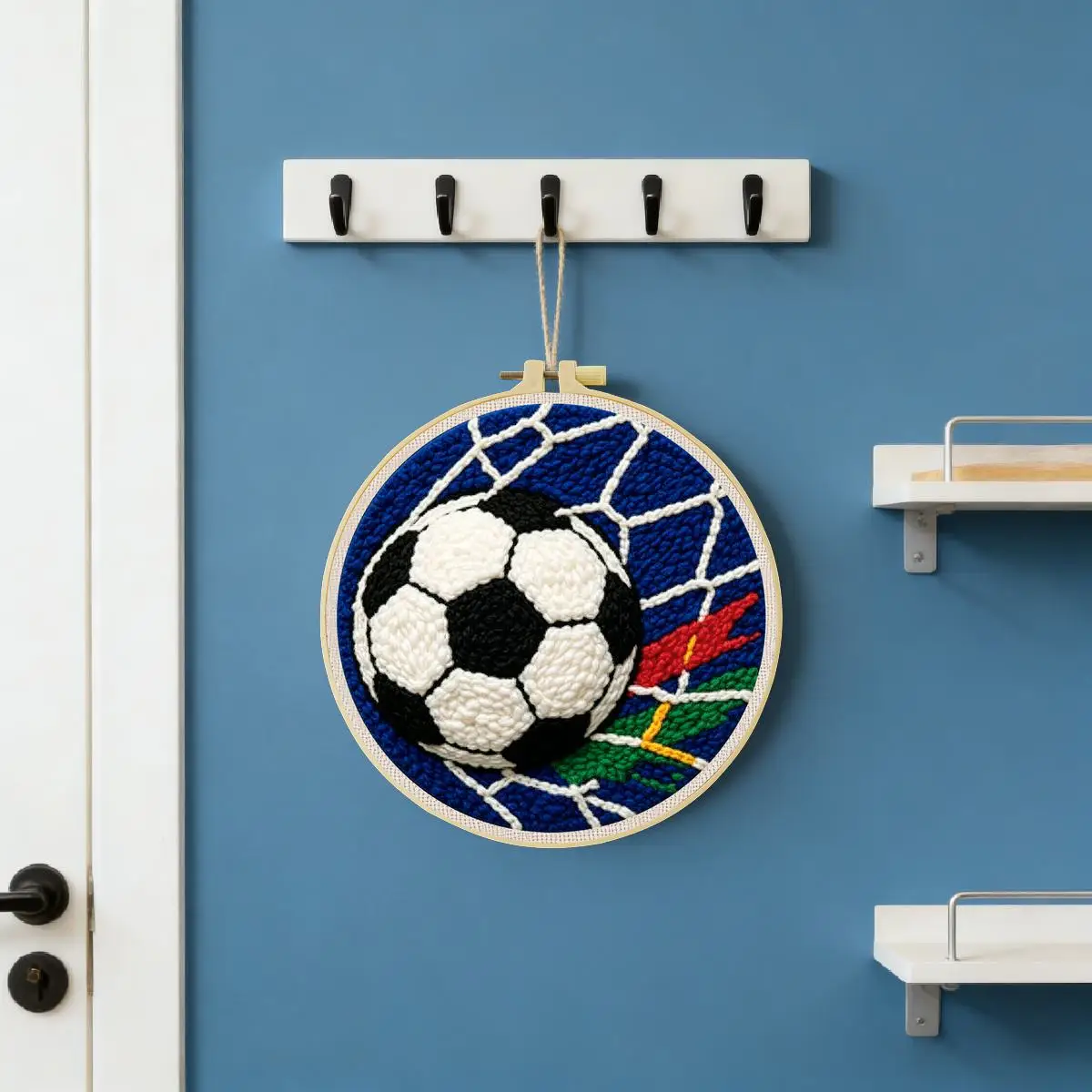 20X20CM/7,87 Zoll Fußballtor Punch-Nadel-Stickerei-Set, Stickerei, gestrickte Stickerei, DIY, handgemachtes Geschenk, Heimdekoration – Detail 1