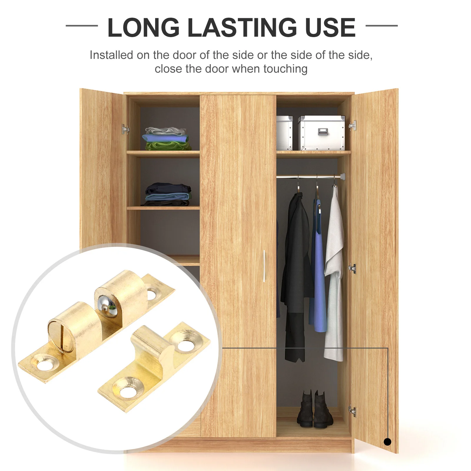 

6pcs Brass Ball Catch 50Mm Copper Cabinet Latch For Door Tension Roller Closet Catch Spring Loaded Door Stop Mounting Hardware