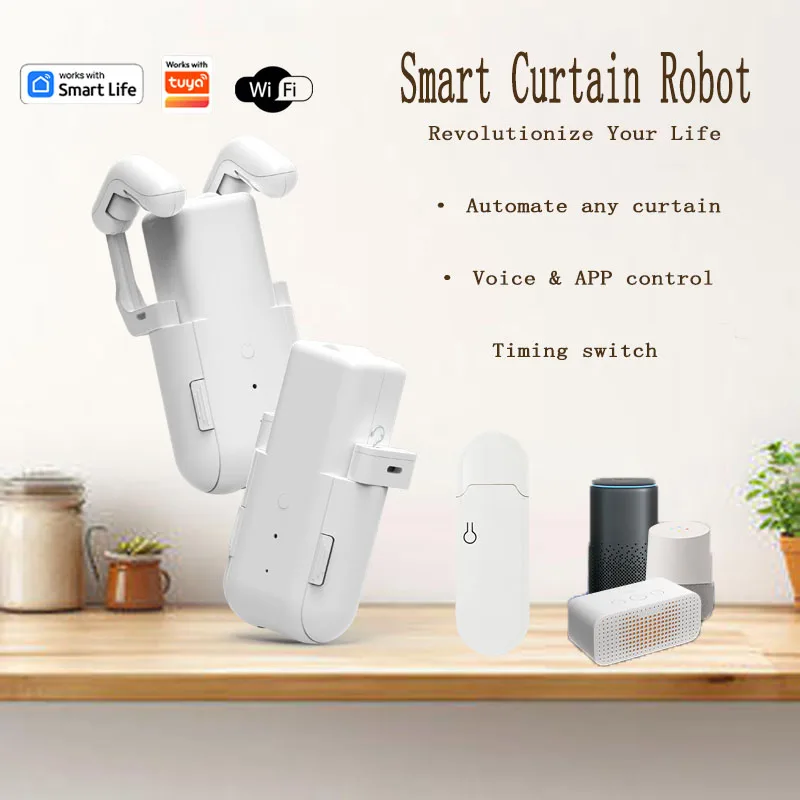 Smart Roman Curtain Rod Track with WiFi Connection APP Control for Home Automation Timed switch,Pull-to-start,15KG load capacity
