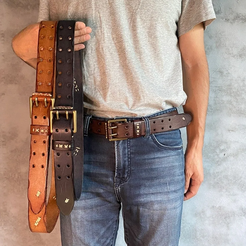 4mm-thick-cowhide-belt-solid-brass-38cm-wide-double-pin-girdle-unlined-leather-double-slotted-handcrafted-waistpiece