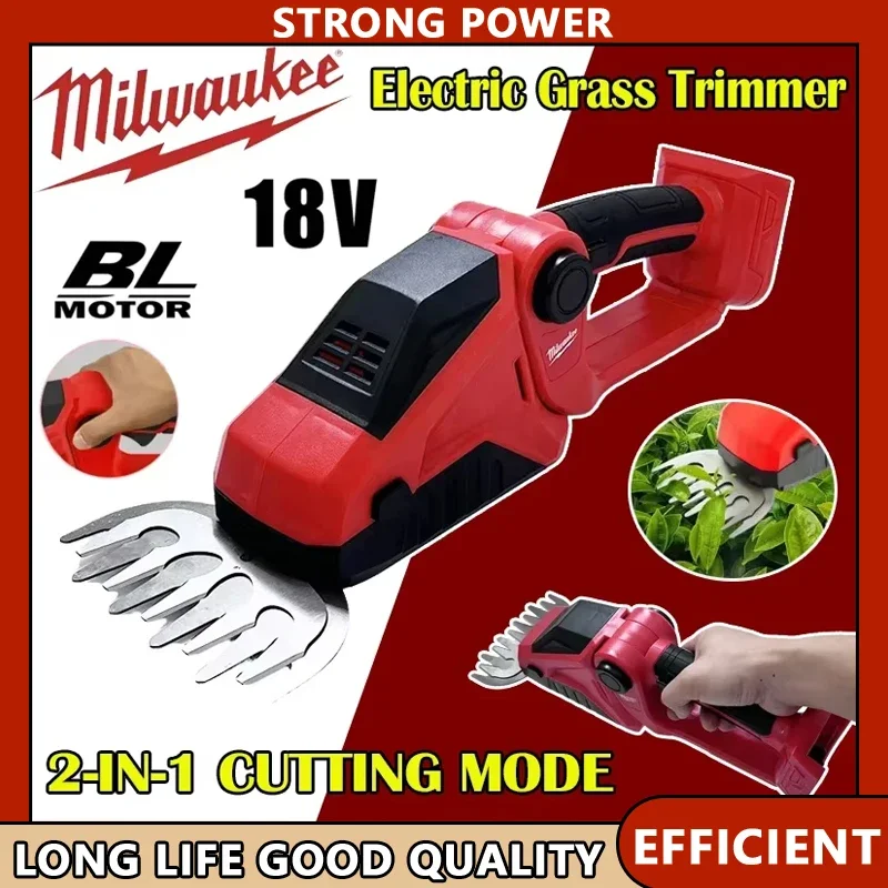 

Milwaukee Аккумуляторный триммер для живой изгороди 2 в 1, электрический триммер для травы, триммер для втулки, ножницы для травы, ручной садовый инструмент для аккумулятора 20 В