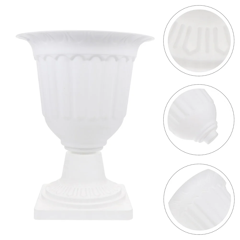 Roman Pillar Planter Vase Flowerpot Large Container Desktop Ornament Pots White