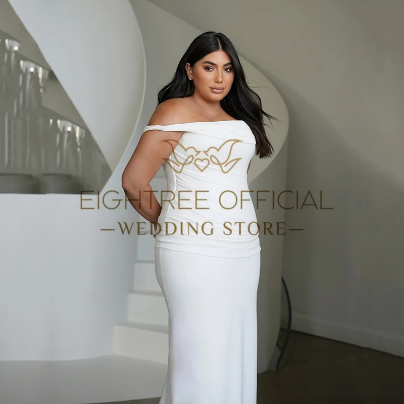 Eightree White Mermaid Wedding Dresses 2026 Off The Shoulder Sweep Train Bridal Dress Long Evening Wedding Prom Gowns Customized image 2
