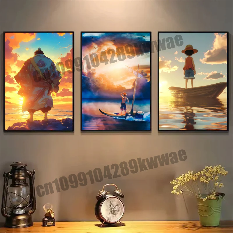 

Классический детский аниме One Piece, Луффи, Зоро, Санджи, супер крутой стиль, холст, картина, постер, подходит для декора спальни, подарок