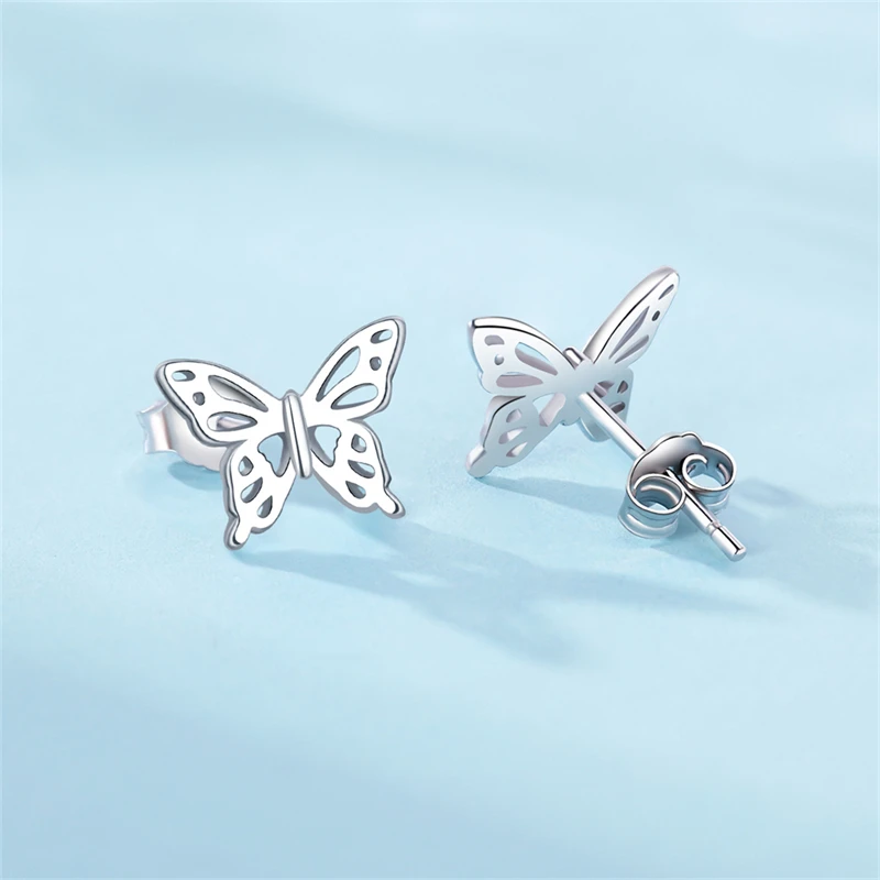 Original 925 Sterling Silver Earrings 2024 Stud Hoop Earings For Women Hollow out Butterfly Earing Jewelry Evening Party Gifts