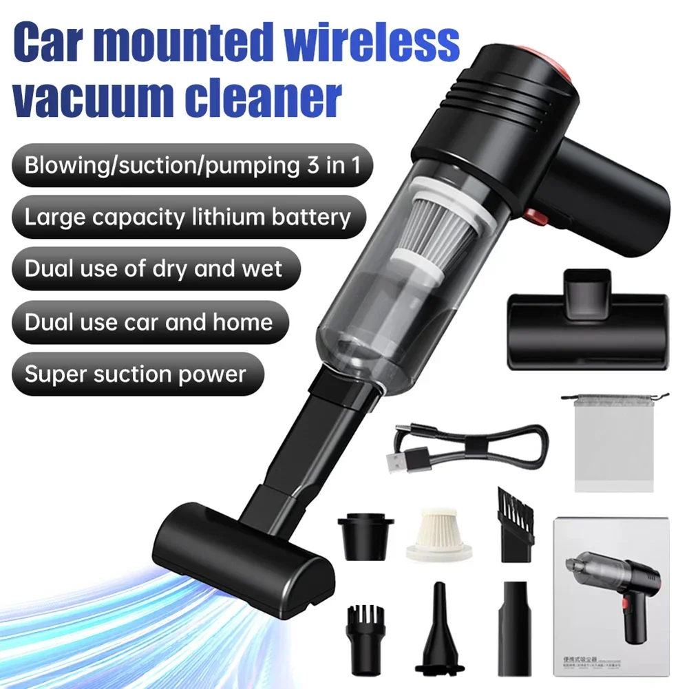 Car Wireless Vacuum Cleaner 5500Pa Strong Suction Handheld Vacuum Cleaner High Density Reusable Filter Car Accessories