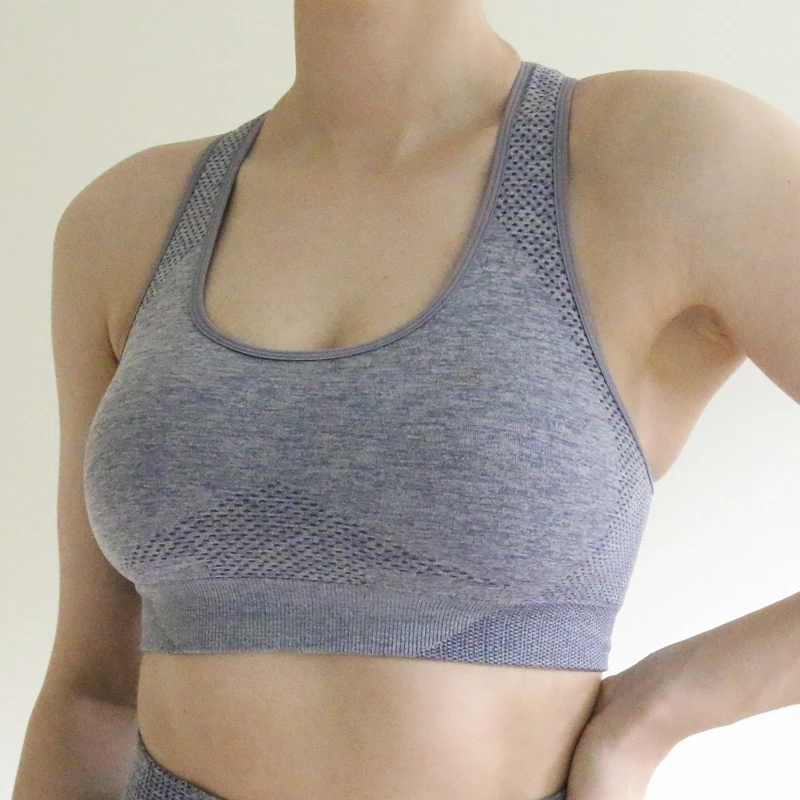 Nepoagym Women Seamless Sport Bra Racerback Push Up Workout Bra for Yoga Running Breathable Wireless