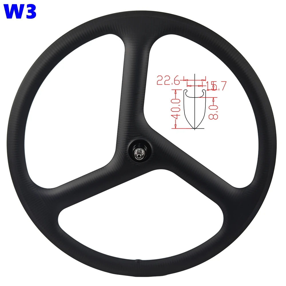 

Колесный комплект BIKEDOC W3 Carbon Track Wheel Clincher, 22,6 мм, 3 спицы, для велосипедов с фиксированной передачей, 700C