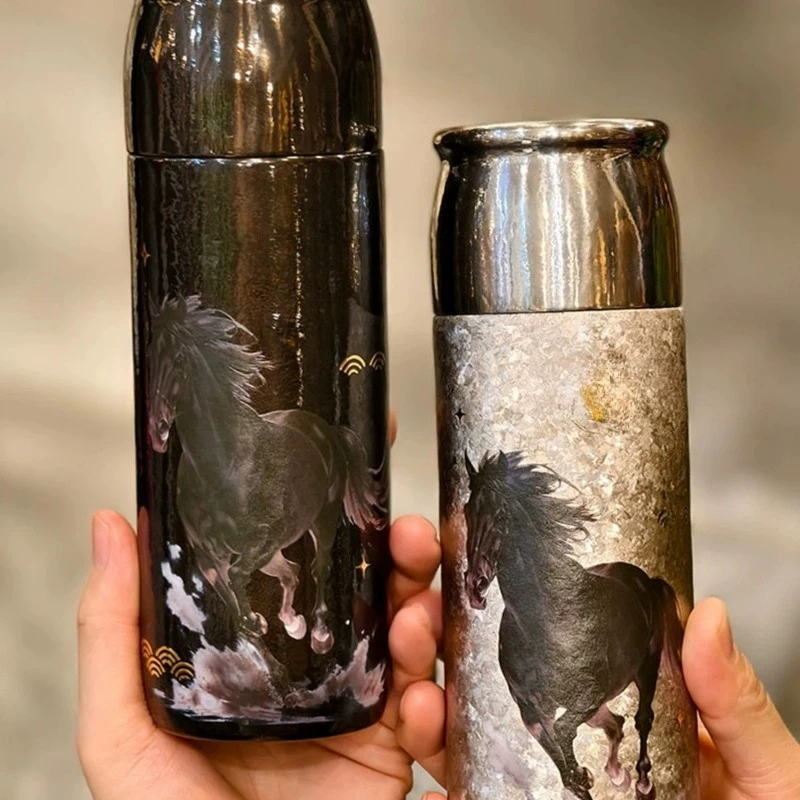 Thermal insulation Haoying streamer titanium cup, limited high-value cup for the Year of the Horse, two-lid tea stewed teacup