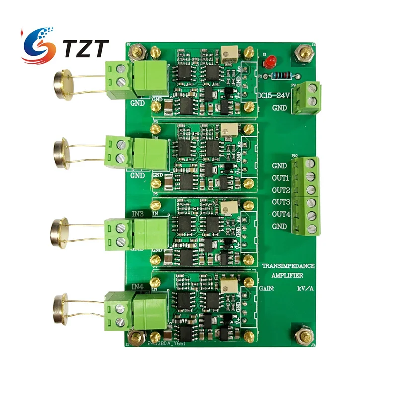 TZT 10kV/A/50kV/A 1mA 4-Channel IV Conversion Amplifier Module Photodiode Detector Transimpedance Amplifier Photoelectric Sensor