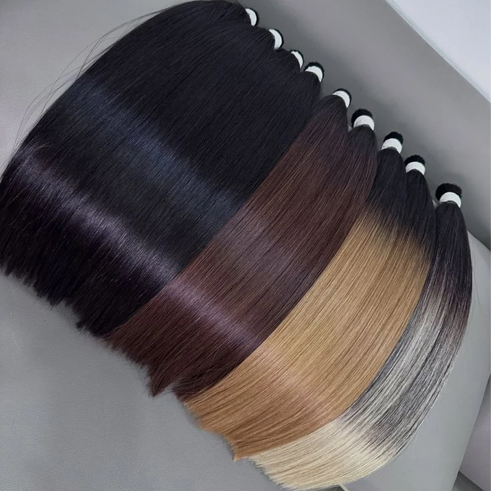 Colored Straight Human Hair Bulk for Braiding reference detail
