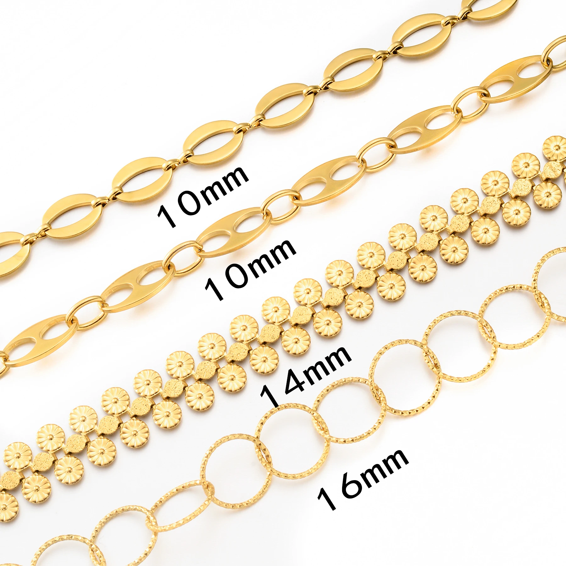 1/2/3Meter Hip Hop Chain Handmade DIY Necklace Bracelet Fashion Jewelry Stainless Steel Gold Colour Accessories Waterproof