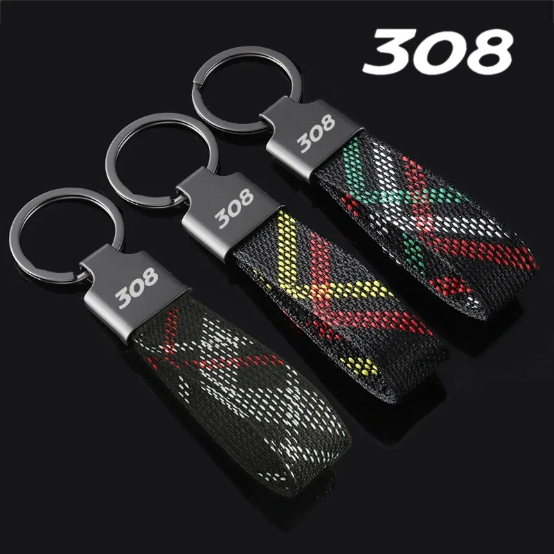 Oxford webbing Keyrings Car Logo Key Chains Rings Holder for Peugeot 308 Logo 406 405 205 206 5008 208 408 508 407 107 307