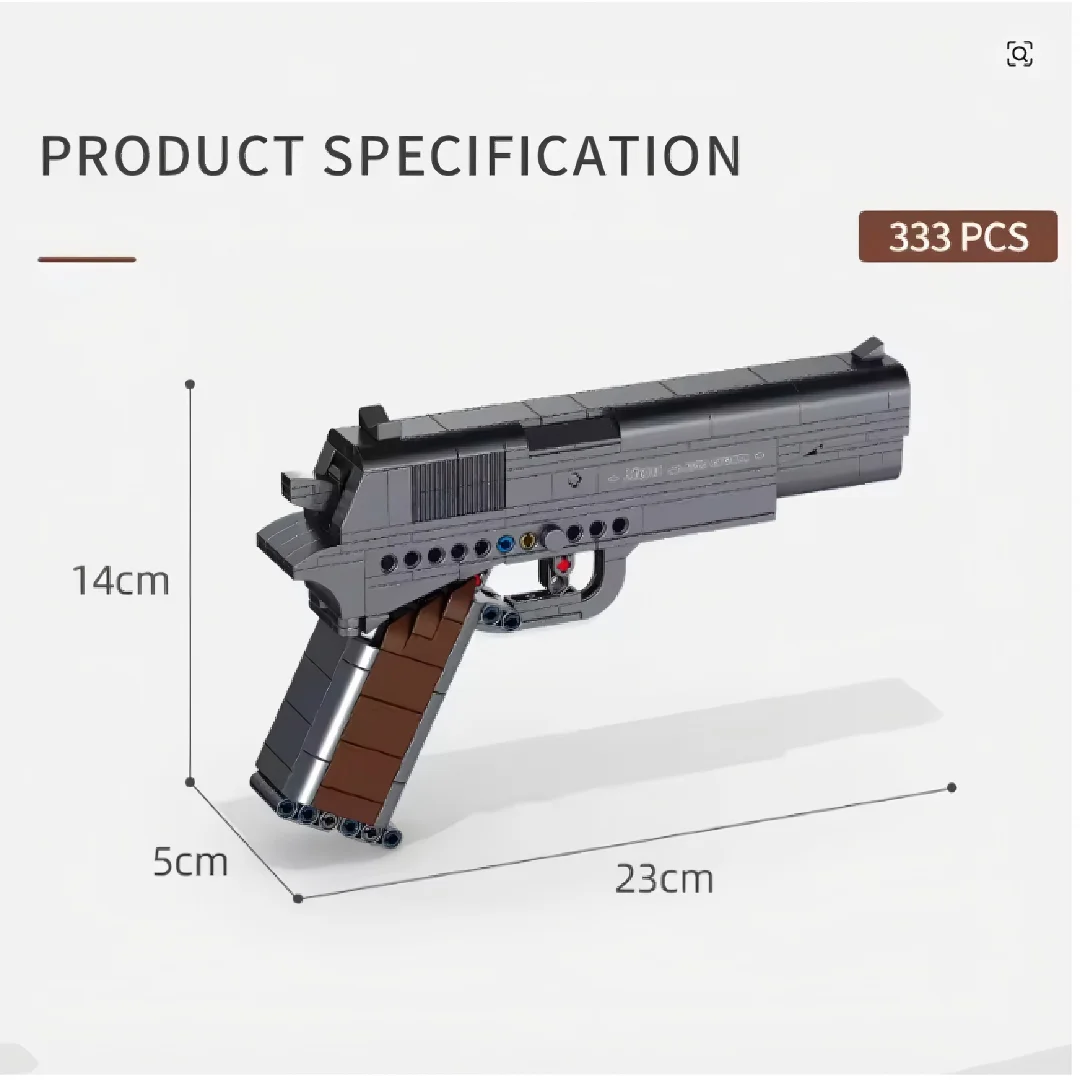 Technik デザートイーグルピストルビルディングブロック、射撃機能付き銃モデル構築キット、マシンガンミリタリービルディングセット