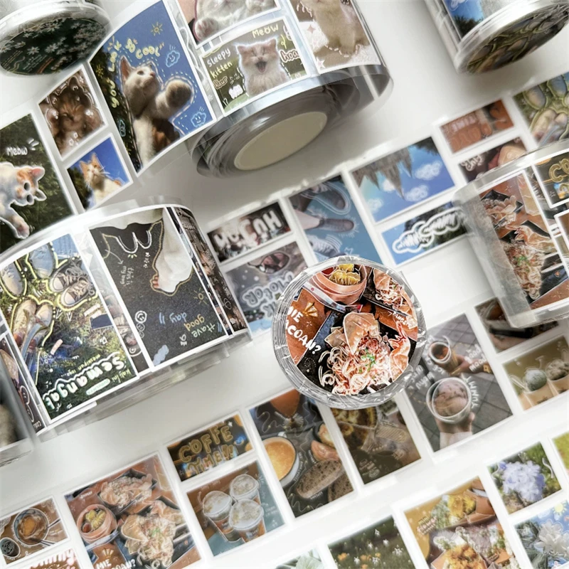 Vintage Kreatif HolidayTravel Seri WashiTape Retro Makanan Lanskap Dekorasi Tape DIY Klip Pasta Stiker Tag Perlengkapan Sekolah ﻿