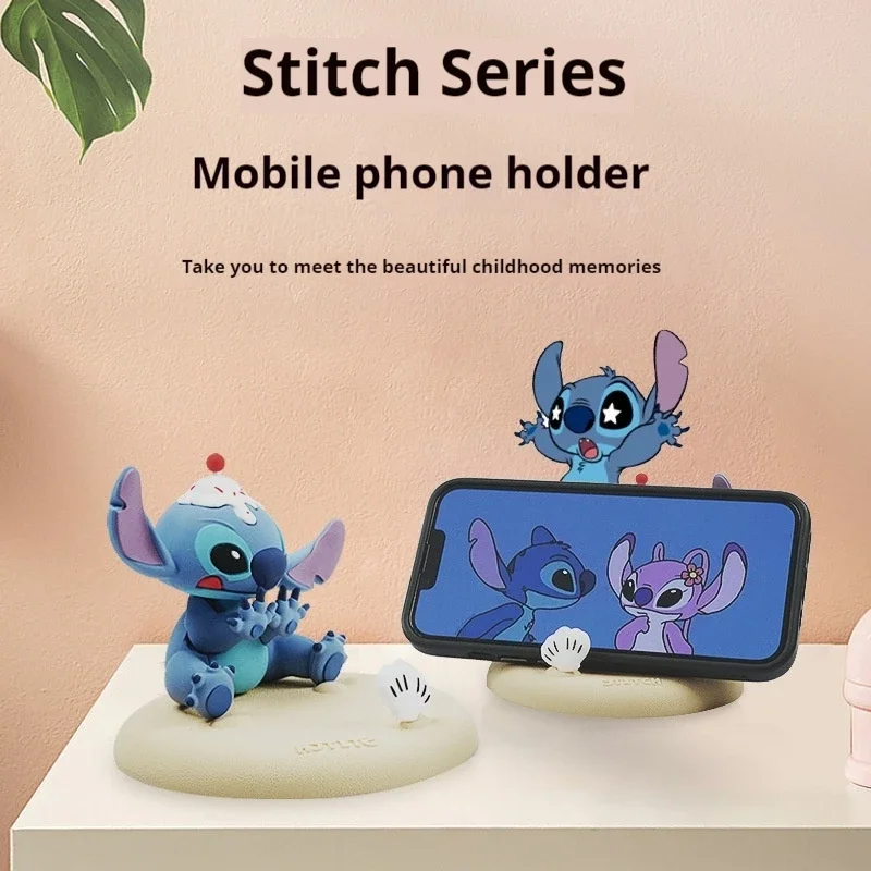 Nowy Disney Stitch Cartoon kreatywna lalka uchwyt na telefon komórkowy kolekcja dziewczyna świąteczny prezent urodzinowy pokój ozdoba na biurko