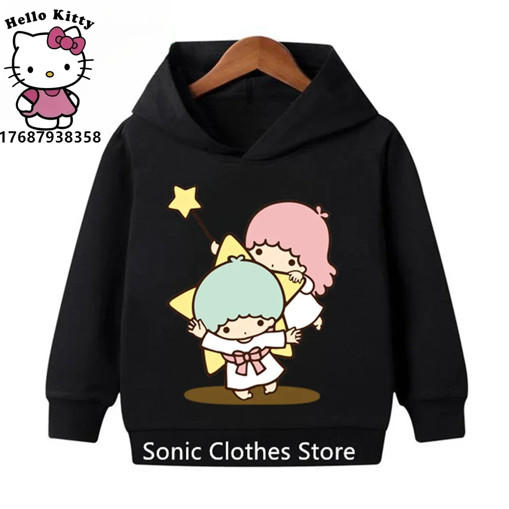 Cute Little Twin Stars Hoodie Kids Sweatshirt Baby Boys Girls Cartoon Pullovers Kids Autumn Clothes Sanrio Hoodies