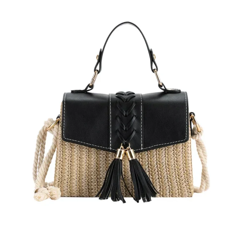 

2024 Hot selling Straw Patch Shoulder Bag for Women's Bag Sales High Quality Fashion Large Capacity Woven Casual Handbag