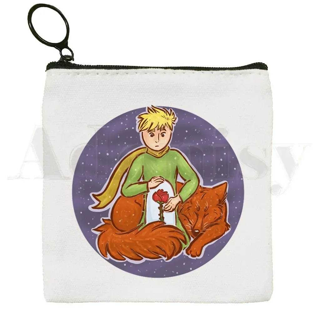 Little Prince Art Beautiful Retro Pretty Cute Bag Coin Purse Storage Small Card Key Coin Clutch Zipper Key Bag