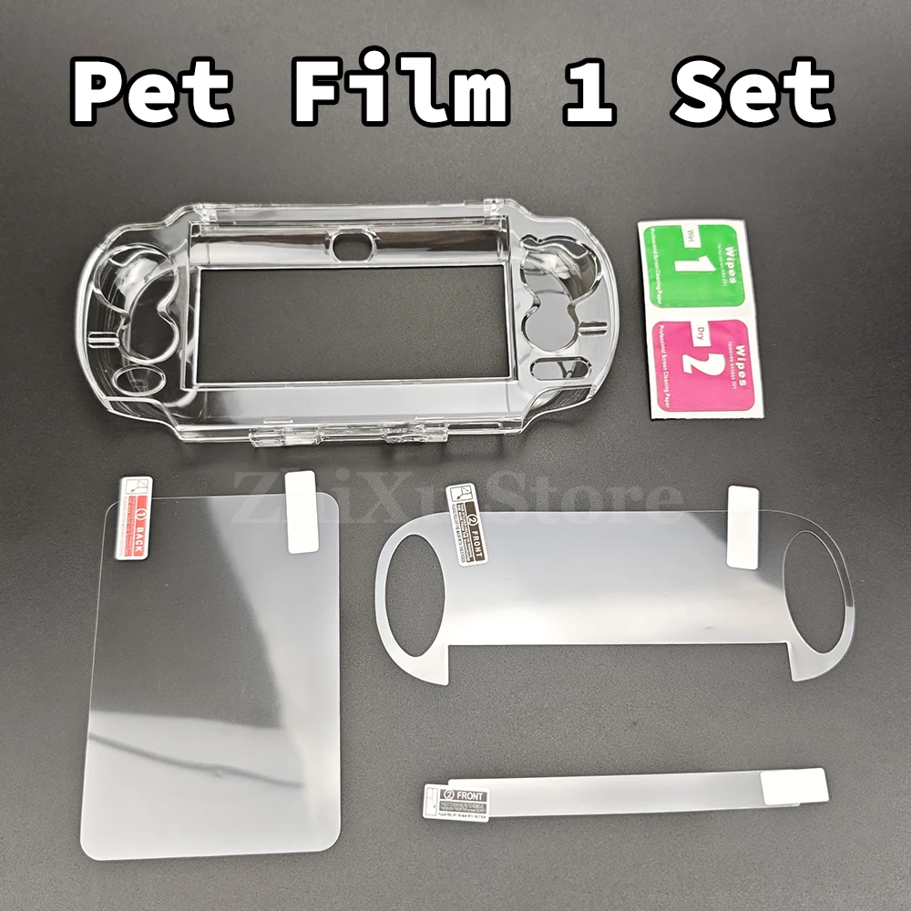 1set Clear Crystal Protective Case For PS Vita 1000 Top Bottom PET Protection Films Transparent Housing Cover for PSV 1000 Game image 4