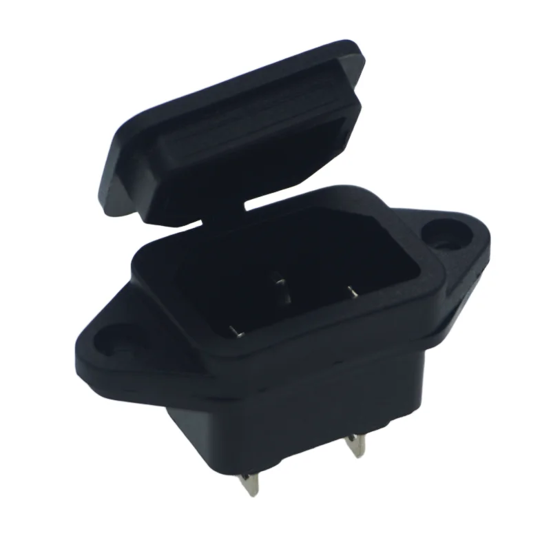 1PCS IEC 320 C14 3Pins Male Plug With screw holes waterproof cover plug Connector AC power socket