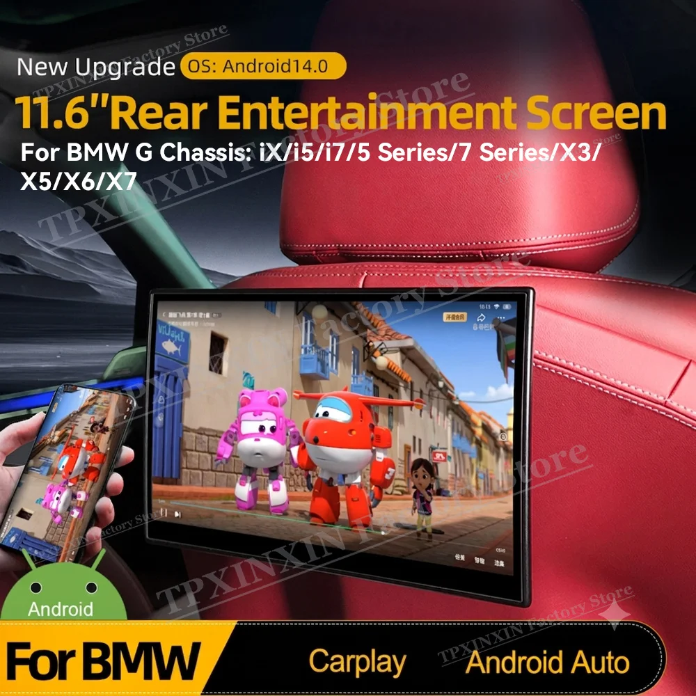 For BMW G Chassis 5 Series iX i5 i7 7 Series X3 X5 X6 X7 Android Car Headrest Rear-Seat Infotainment Entertainment Screen