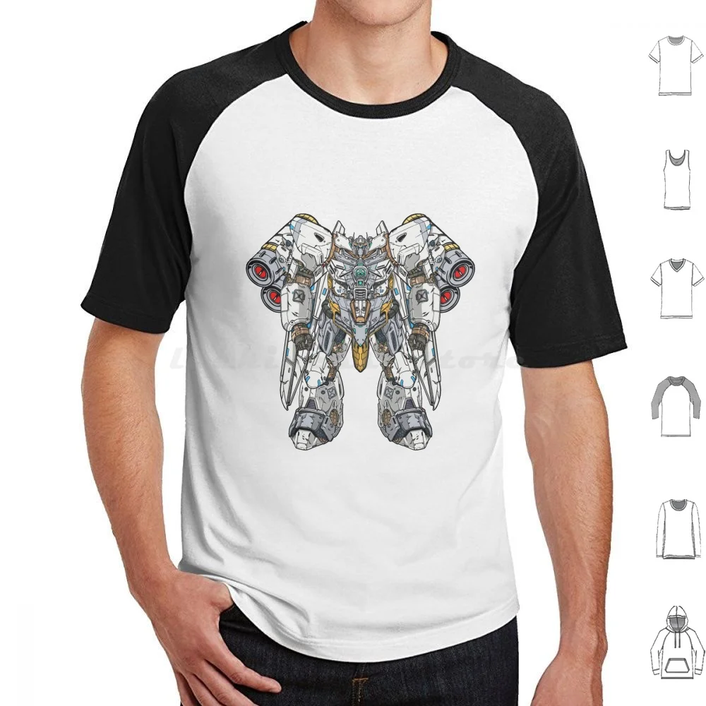 Futuristic Gunpla Rocket Mecha Robot Builded By Head Arm Body Leg Weapon Illustration Premium Vector T Shirt 6xl Cotton Cool