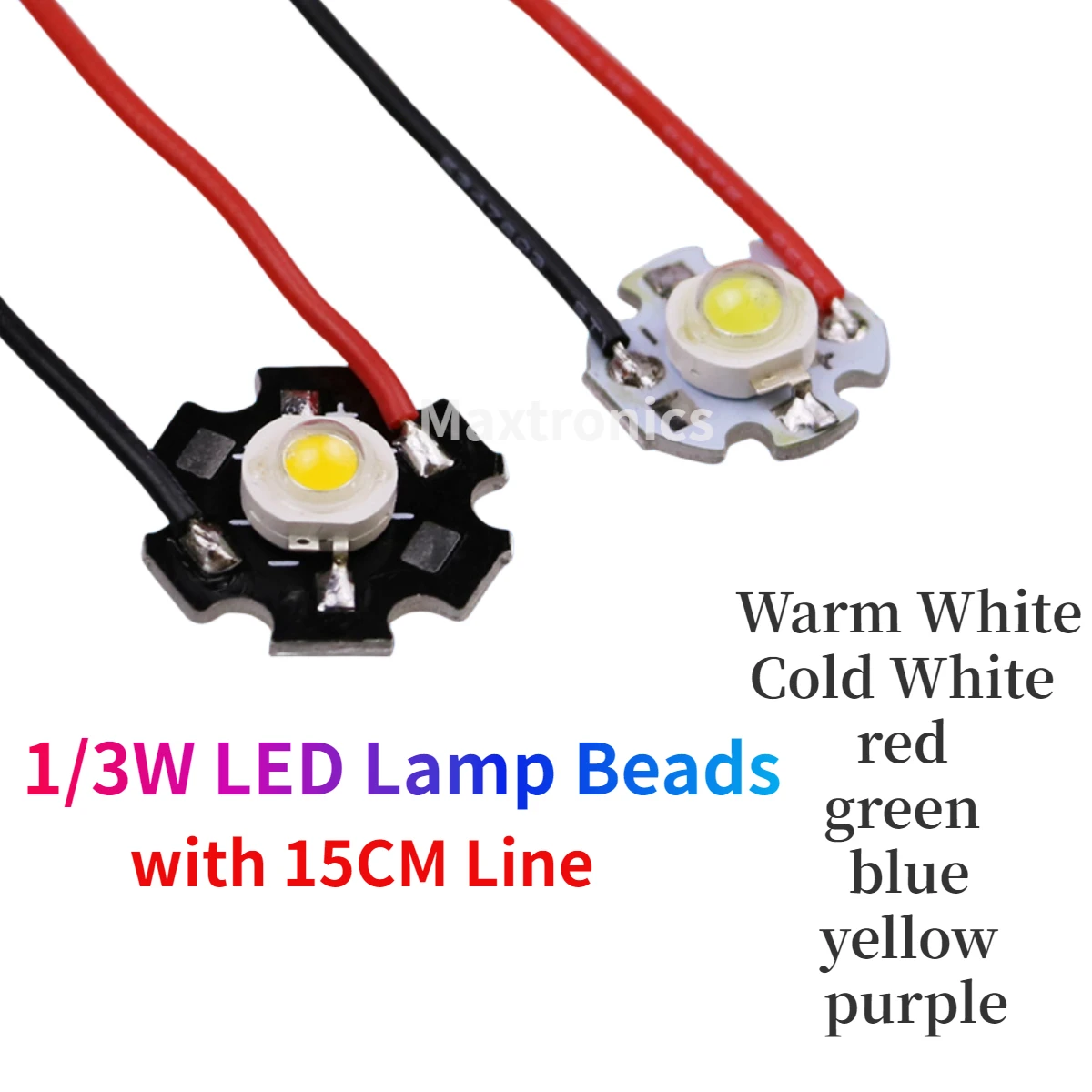 5/10Pcs 1/3W LED Lamp Beads with 15CM Line 16/20mm Aluminum Substrate Warm White Red Green Blue for LED Lighting Accessories